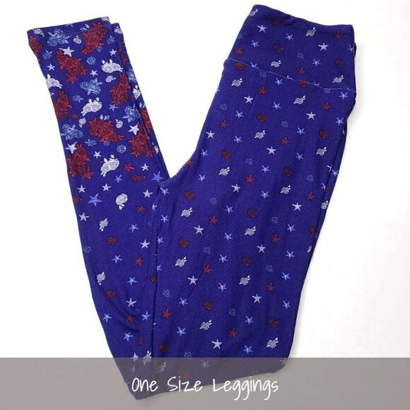LuLaRoe OS Leggings Americana American Dream Rose Star Dipped Unicorn NEW - Picture 1 of 1